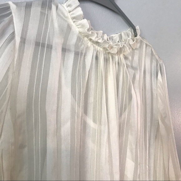 LAST CHANCE: Semi-sheer Cream Bell-sleeve Boho Top - Picture 4 of 8